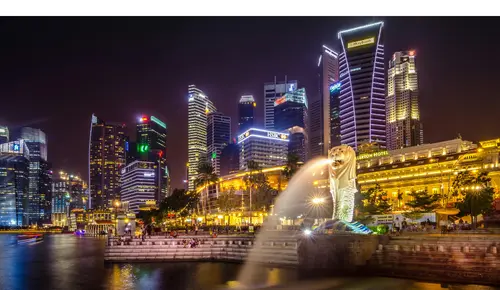 Skyline of Singapore and Malaysia